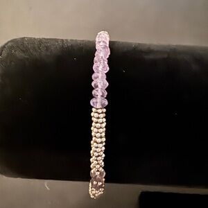 Elegant Sterling Silver and Amethyst Beaded Bracelet